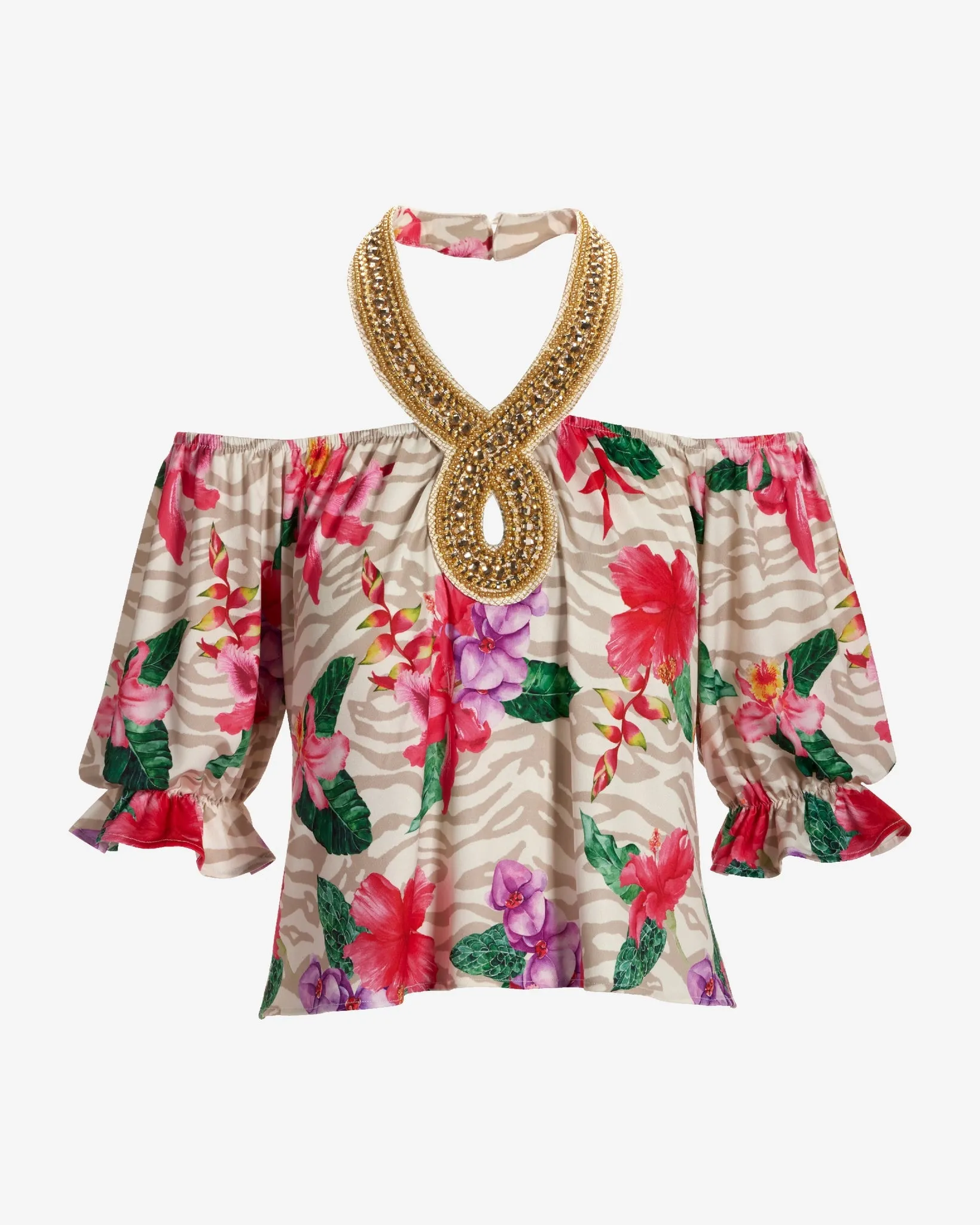 Embellished Off The Shoulder Top Cape Town Tropics sold by Boston Proper product image thumbnail 2