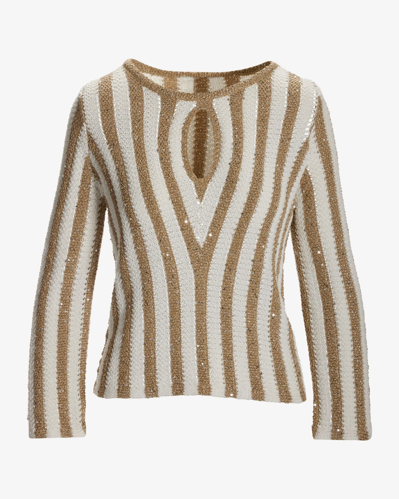 Sequin Stripe Keyhole Sweater Neutral sold by Boston Proper product image thumbnail 2