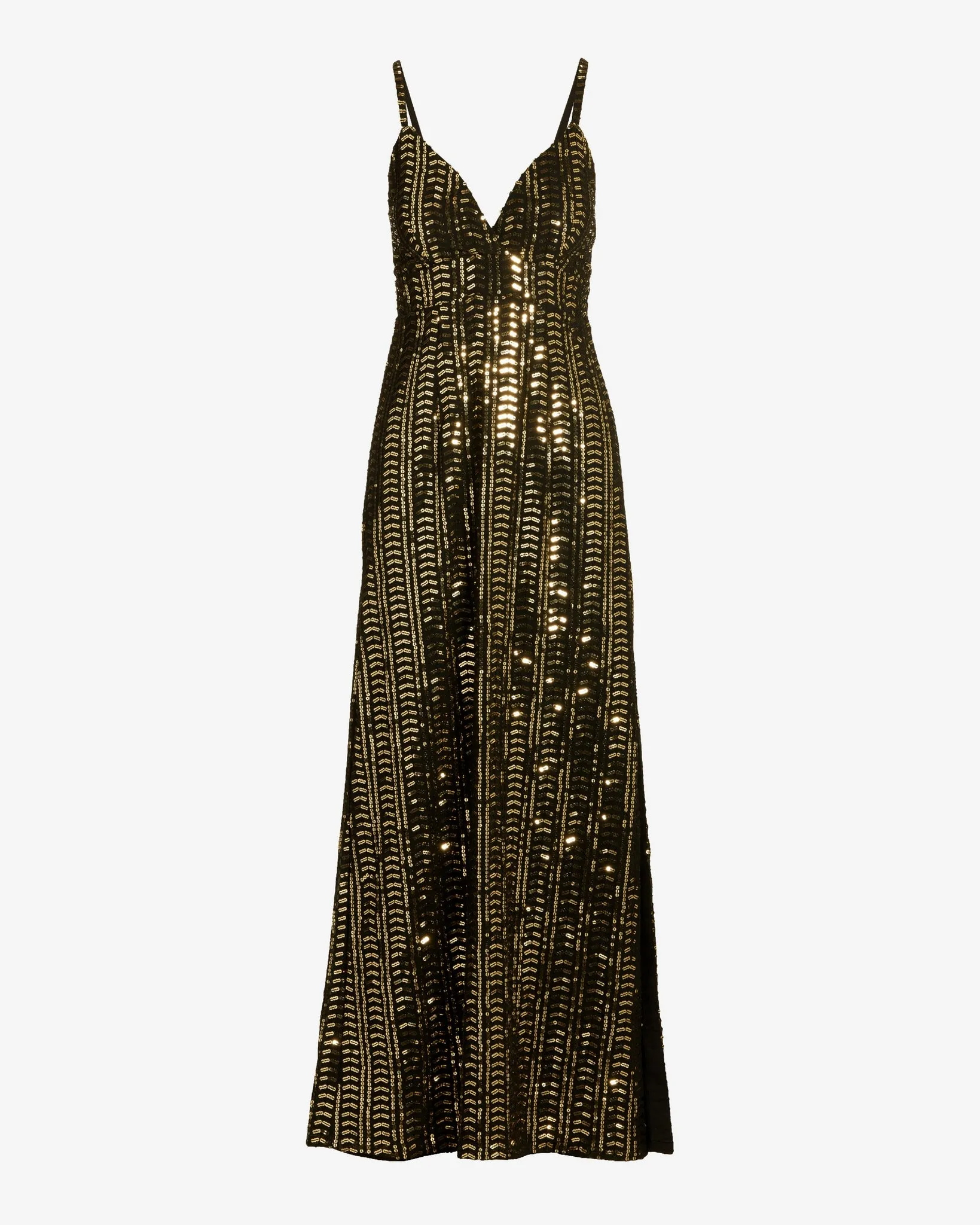 Sequin Embellished V Neck Maxi Dress Black/Gold sold by Boston Proper product image thumbnail 2