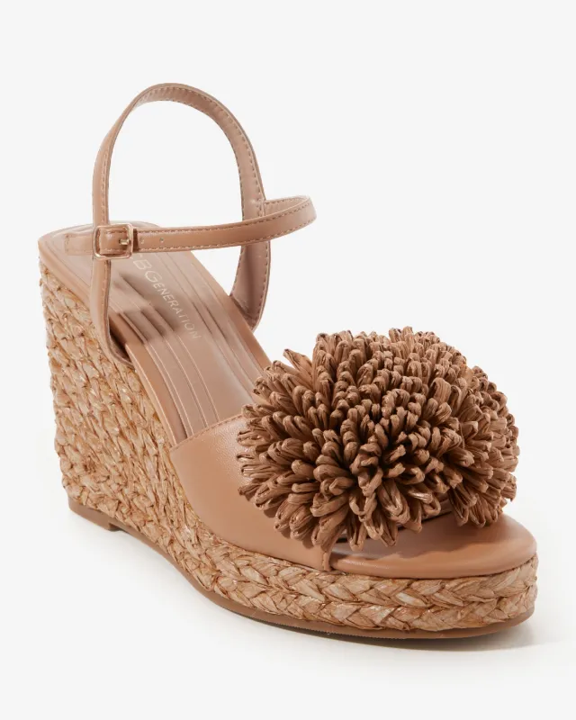 3D Raffia Flower Wedge Fawn sold by Boston Proper