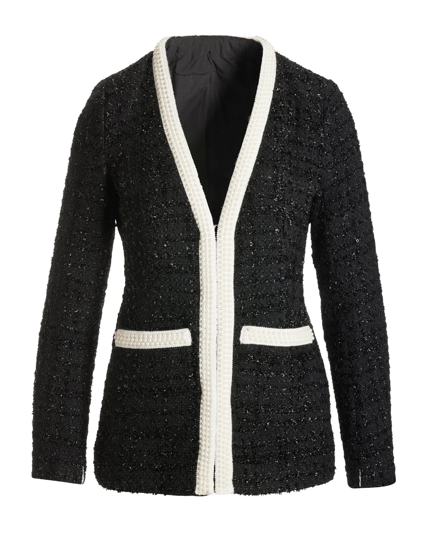 Classic Pearl Trim Tweed Parisian Jacket Black sold by Boston Proper product image thumbnail 2