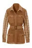 Lace Belted Utility Jacket Almond sold by Boston Proper