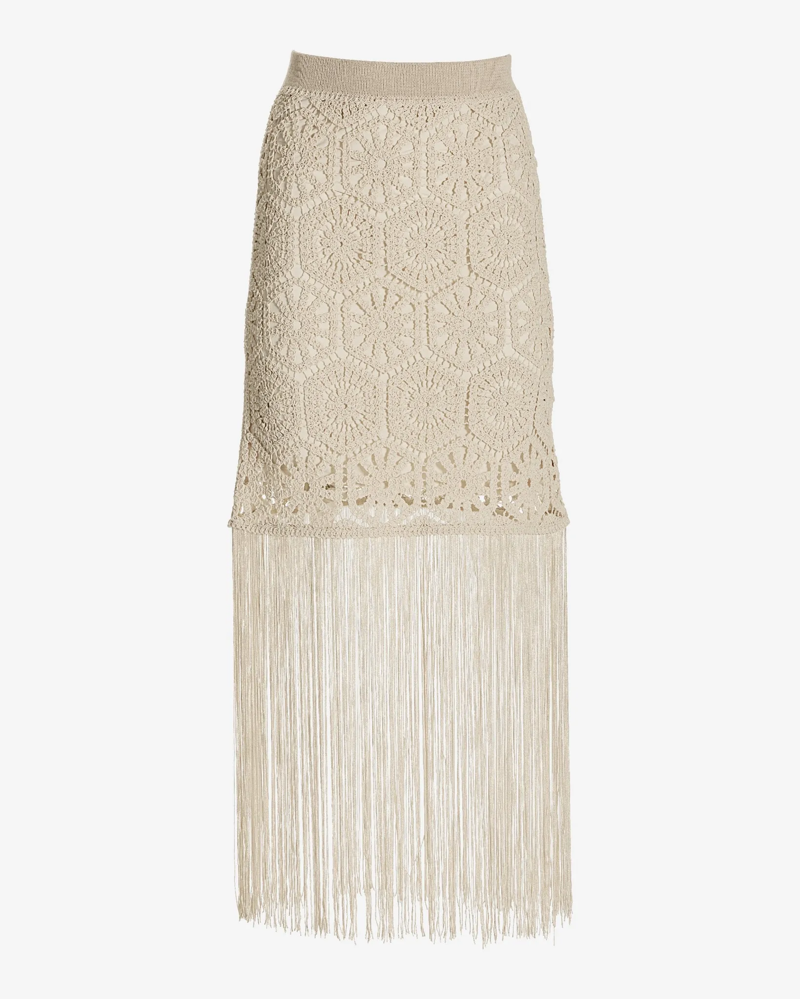 Crochet Fringe Midi Skirt Natural sold by Boston Proper product image thumbnail 2