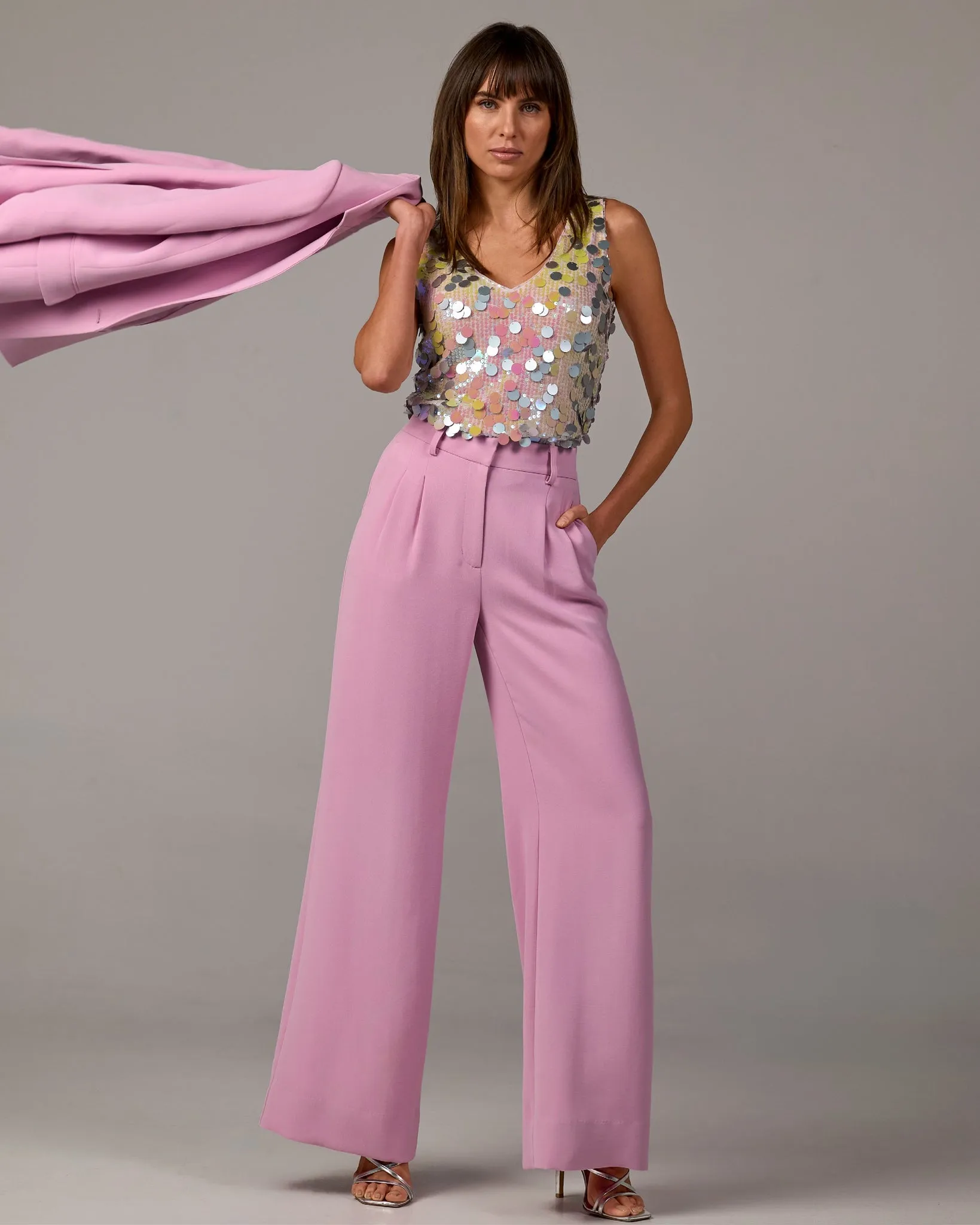 Malibu Wide Leg Effortless Drape Trouser Pant Pink Lavender sold by Boston Proper