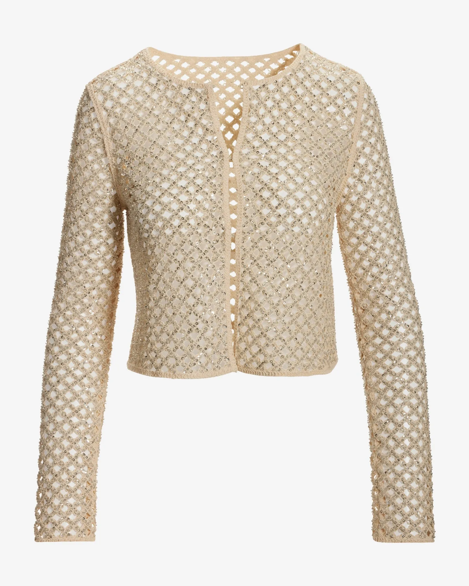Embellished Crochet Cardigan Neutral sold by Boston Proper product image thumbnail 2