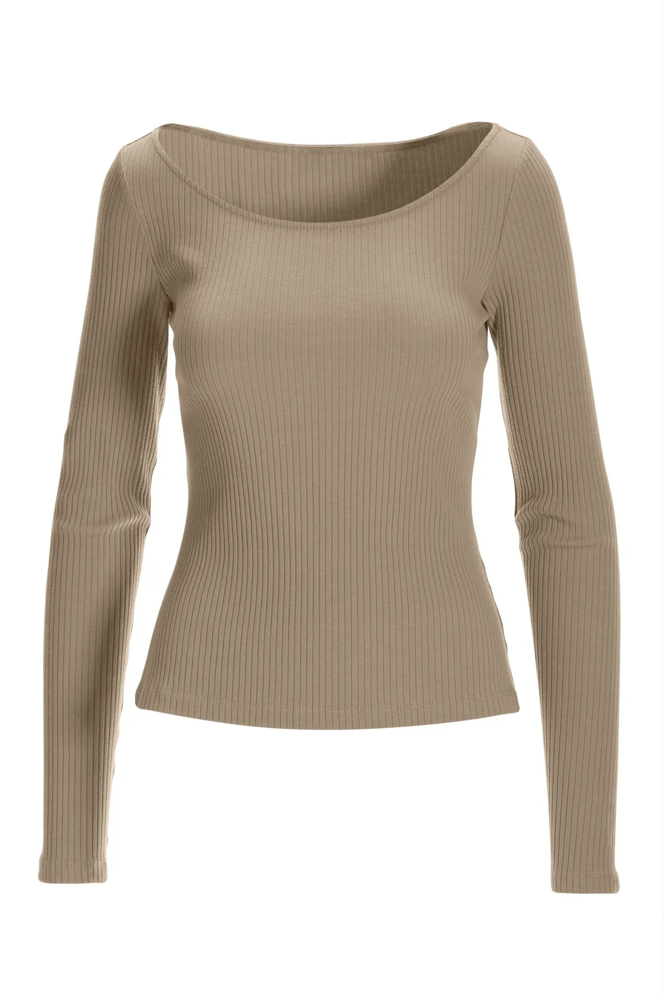 Ribbed Long Sleeve Lounge Top Taupe sold by Boston Proper product image thumbnail 2