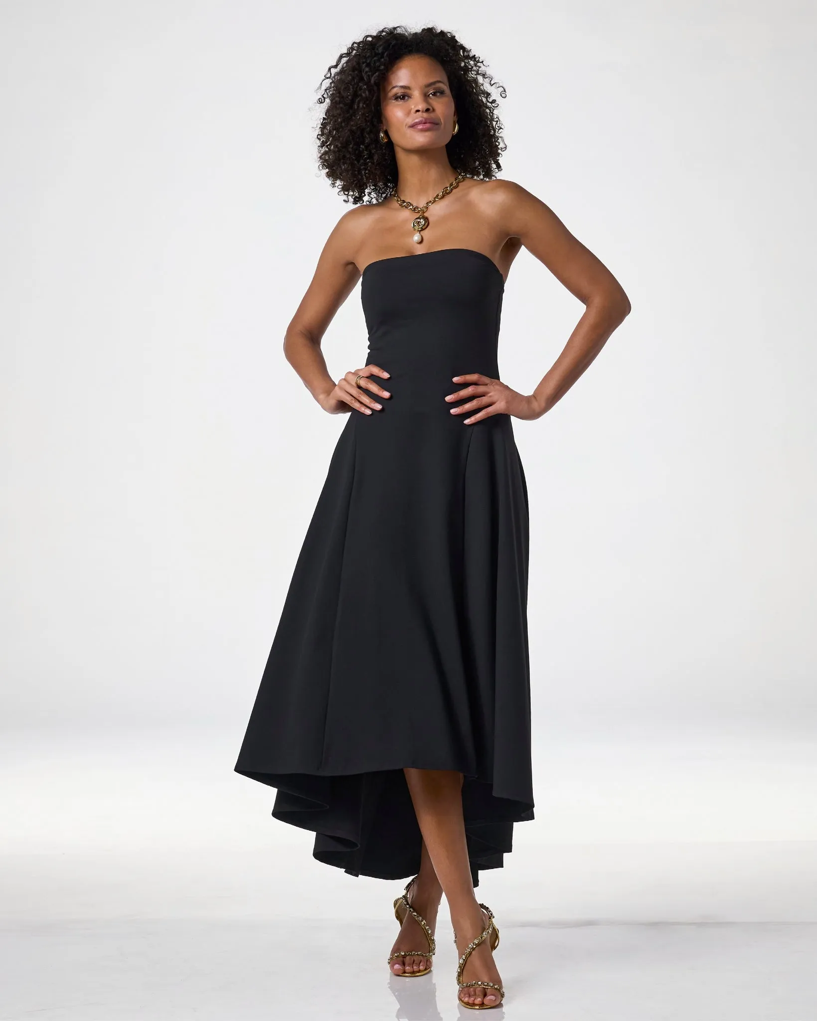 Susana Monaco x Boston Proper Strapless High Low Dress Black sold by Boston Proper