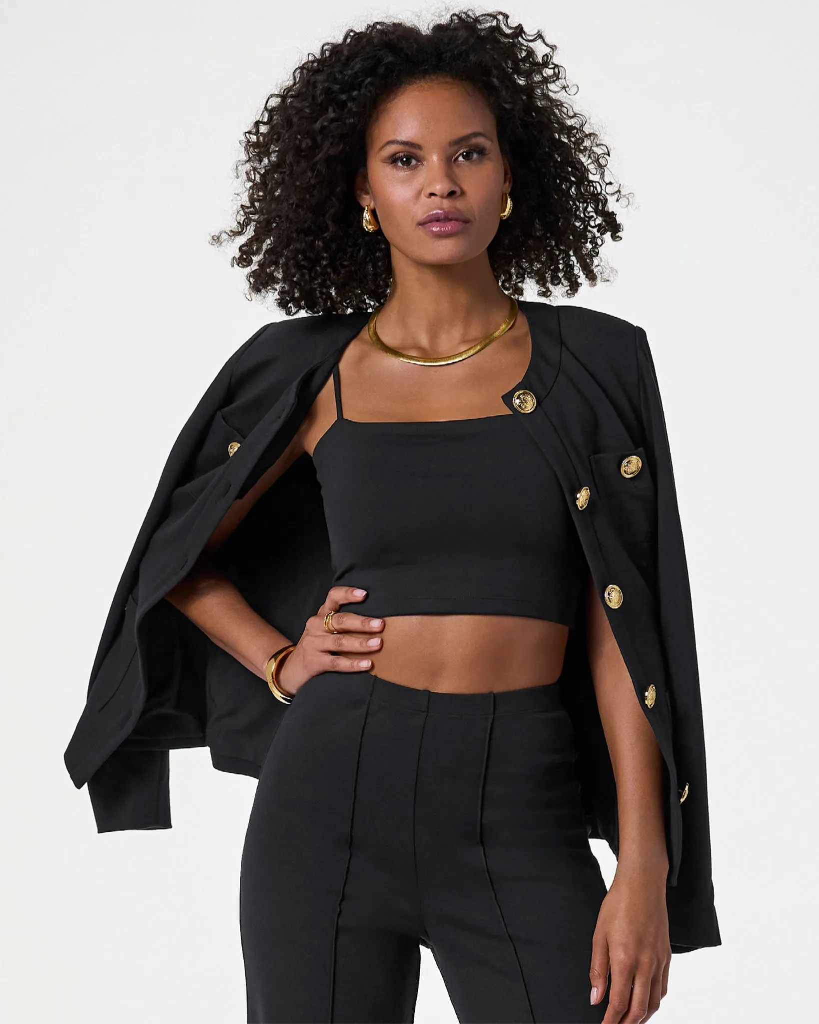 Susana Monaco x Boston Proper Cropped Cami Knit Top Black sold by Boston Proper