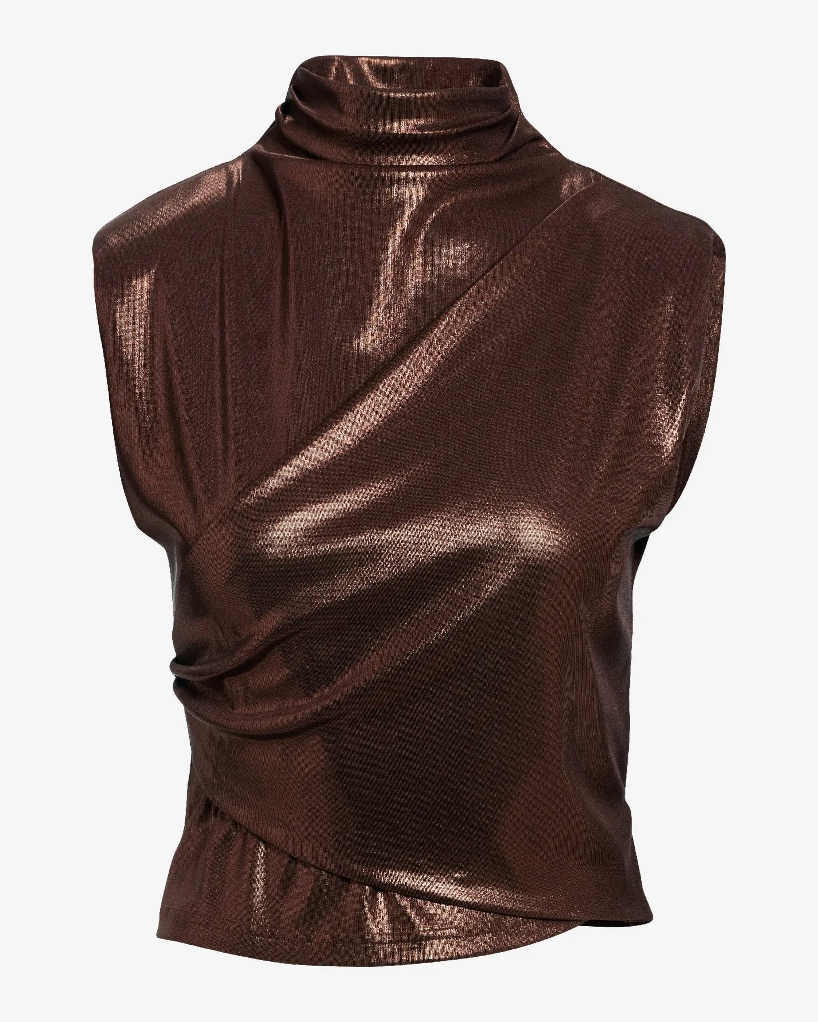 Metallic Drape Mock Neck Knit Top Brown sold by Boston Proper product image thumbnail 2