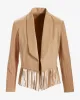 Faux Suede Fringe Trim Jacket Tan sold by Boston Proper