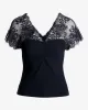 Delicate Lace and Slink Rib Knit Top Proper Black sold by Boston Proper