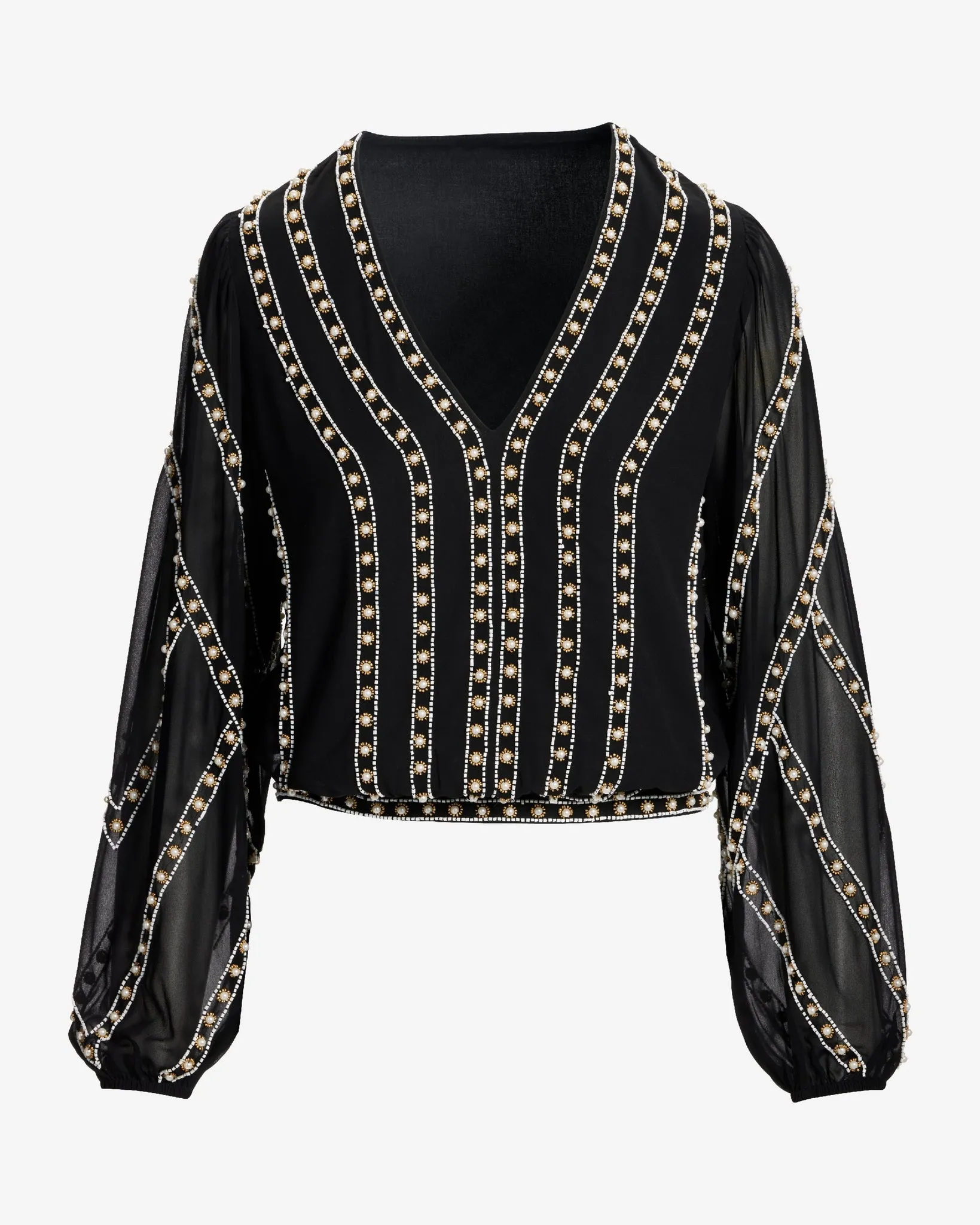 Pearl Grommet Detail Blouse Black sold by Boston Proper product image thumbnail 2