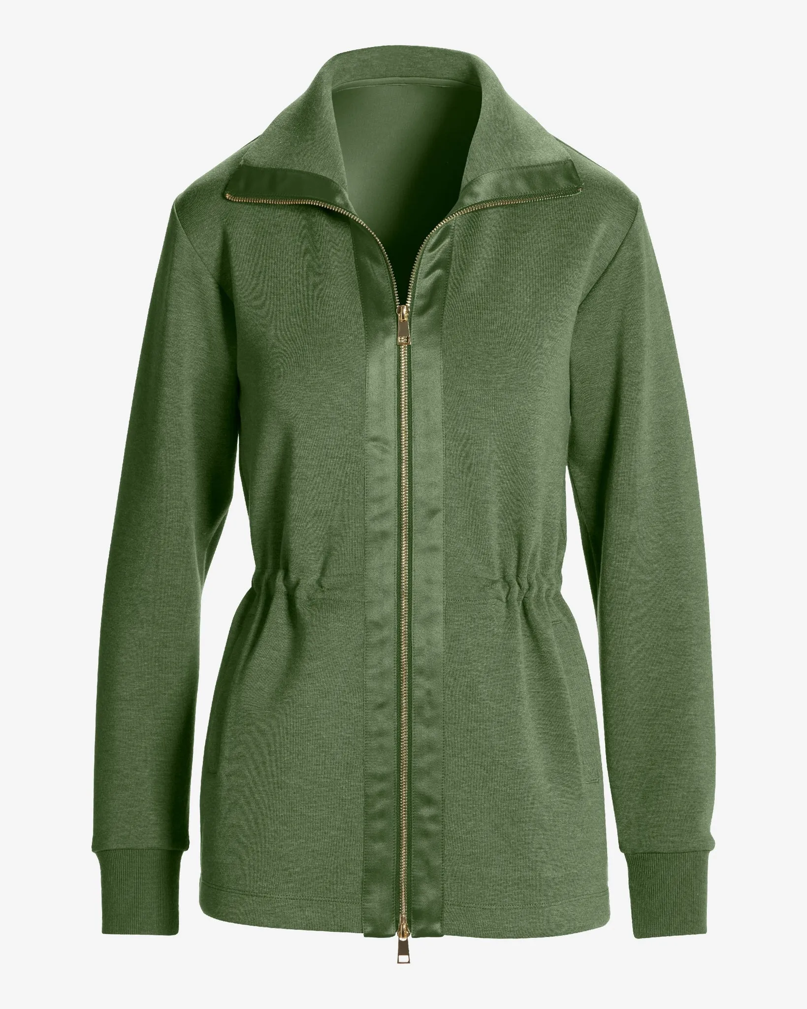 Luxe Lounge Zip Up Drawstring Sport Jacket Olive Night sold by Boston Proper product image thumbnail 2