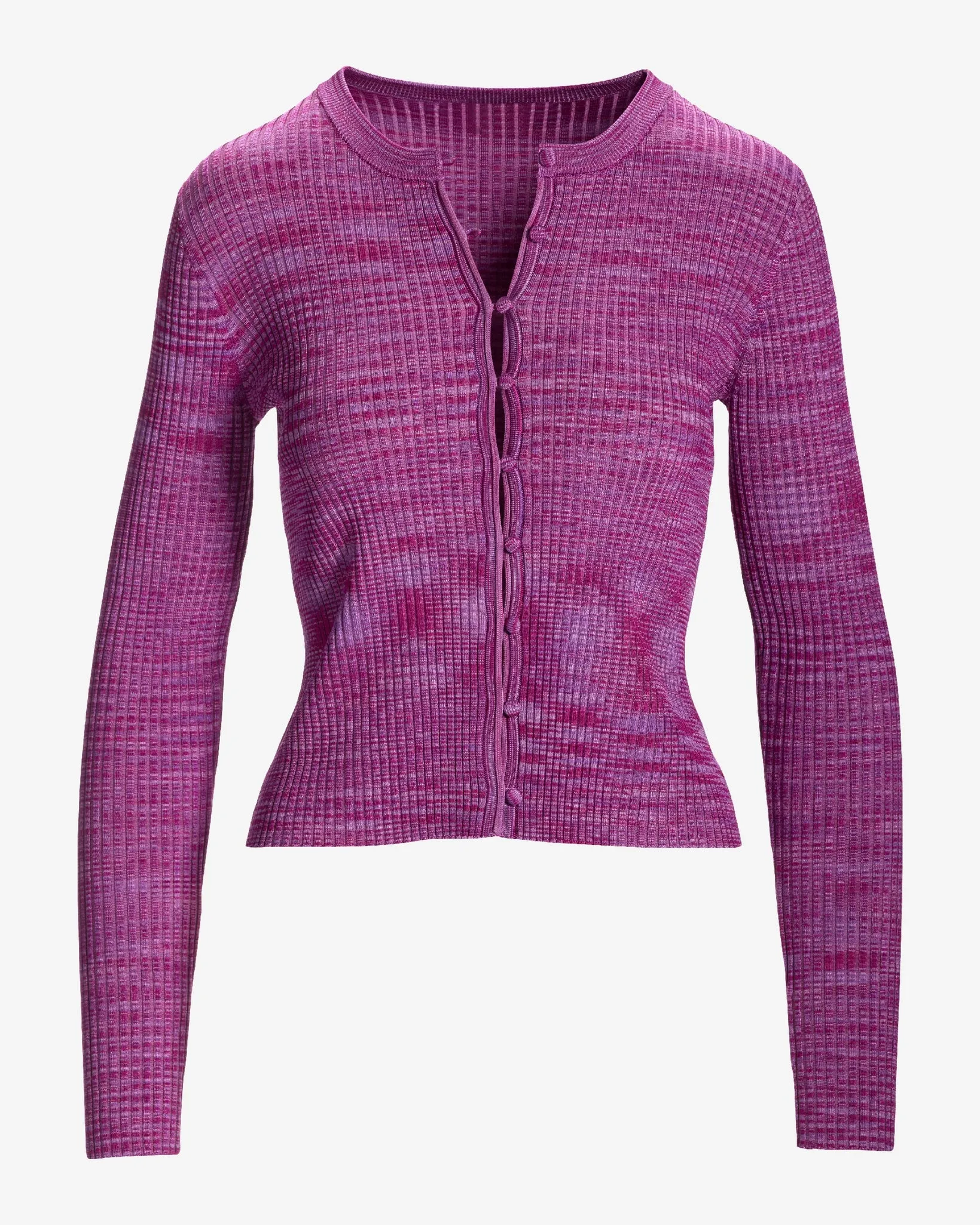 Ribbed Long Sleeve Button Up Cardigan Purple Multi sold by Boston Proper product image thumbnail 2
