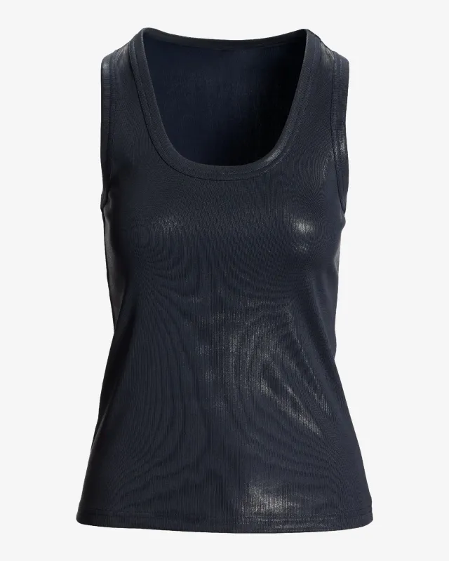 Metallic Scoop Neck Tank Top Navy sold by Boston Proper