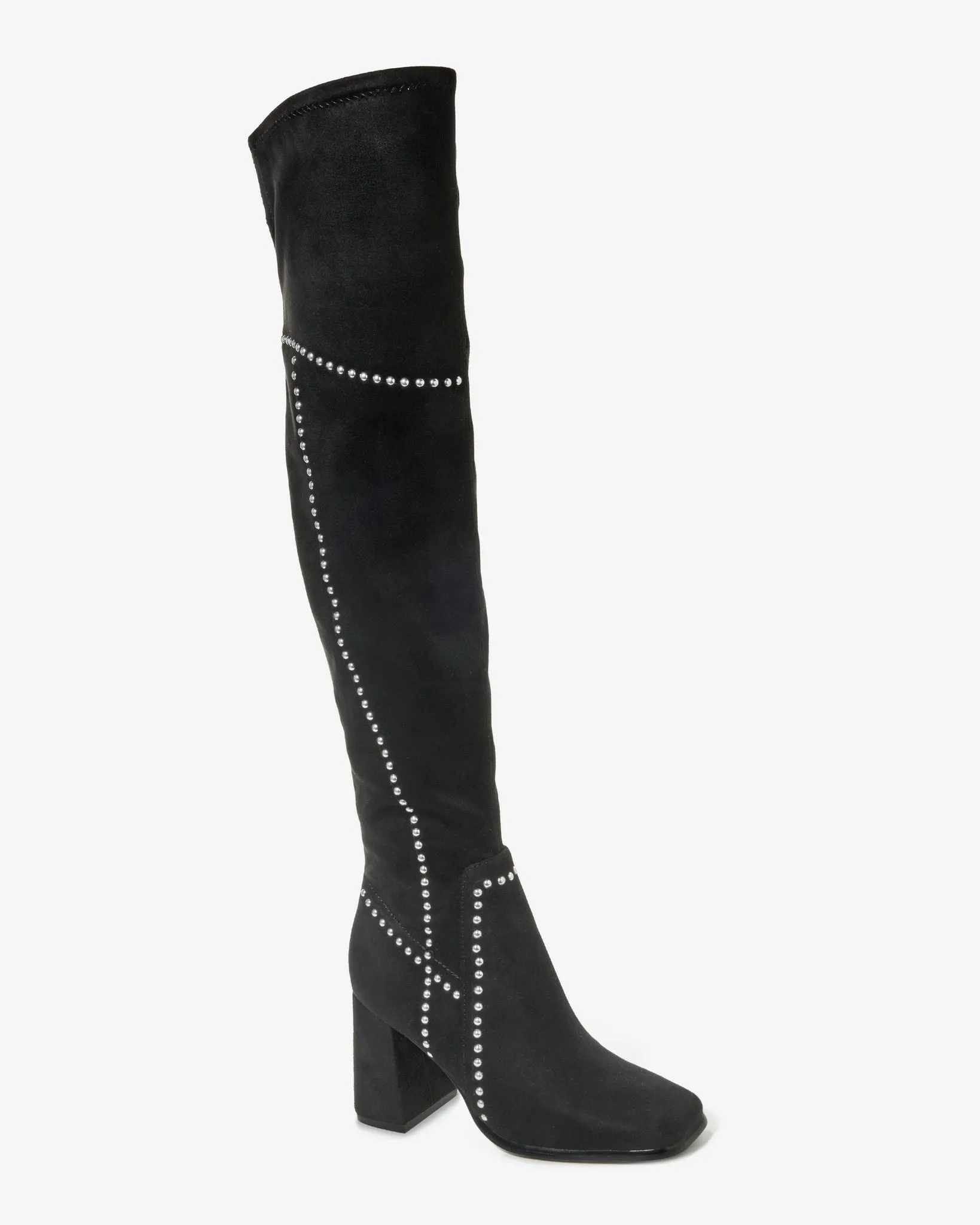 Over The Knee Studded Square Toe Boot Black sold by Boston Proper