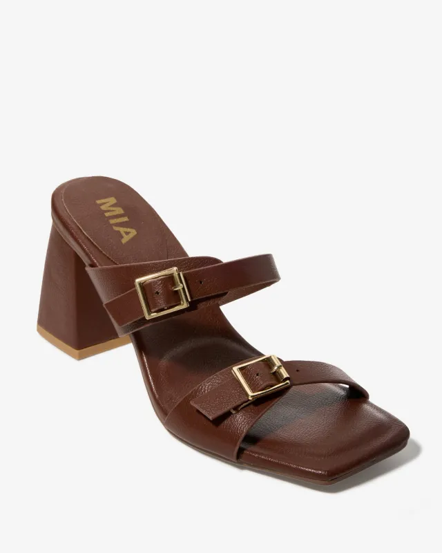 Double Buckle Heel Brown sold by Boston Proper