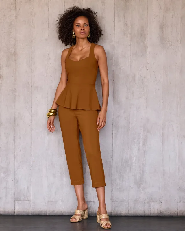 Beyond Travel Crop Pant Toffee sold by Boston Proper