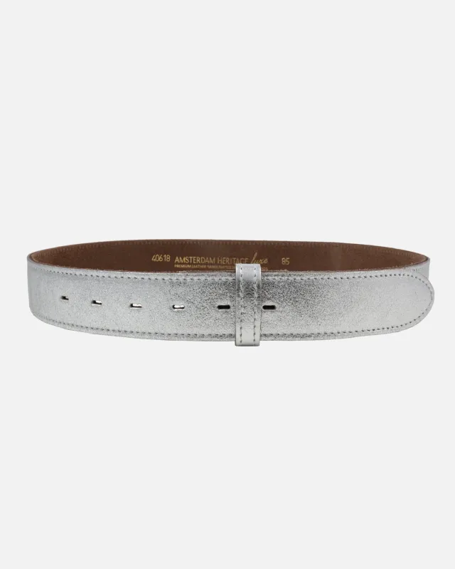 Marcella | Silver Metallic Leather Belt Strap sold by Boston Proper