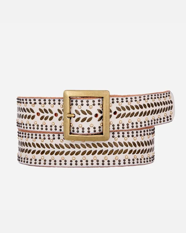 Ezra | Studded Leather Belt with Square Buckle sold by Boston Proper