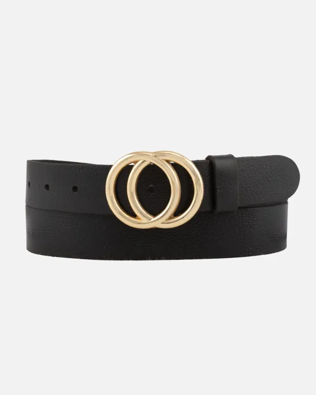 Caia | Double Ring Leather Belt with Gold Buckle sold by Boston Proper