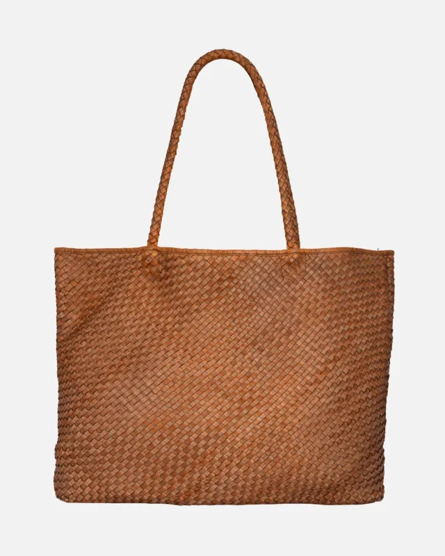 Taylor | Woven Leather Tote Bag sold by Boston Proper
