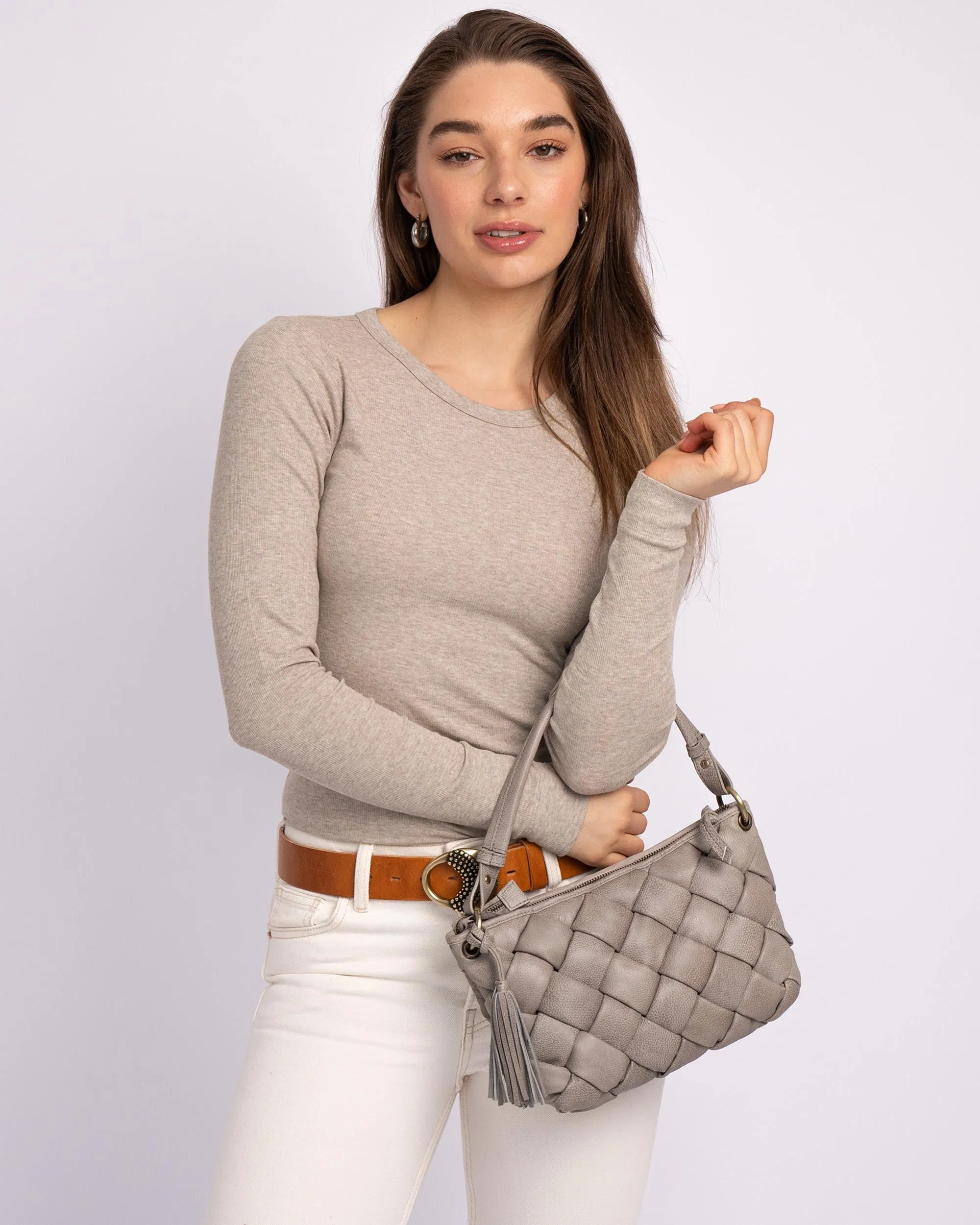 Wang | Woven Leather Shoulder Bag sold by Boston Proper product image thumbnail 3