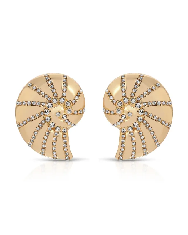 Crystal Studded Nautilus Shell Earrings sold by Boston Proper