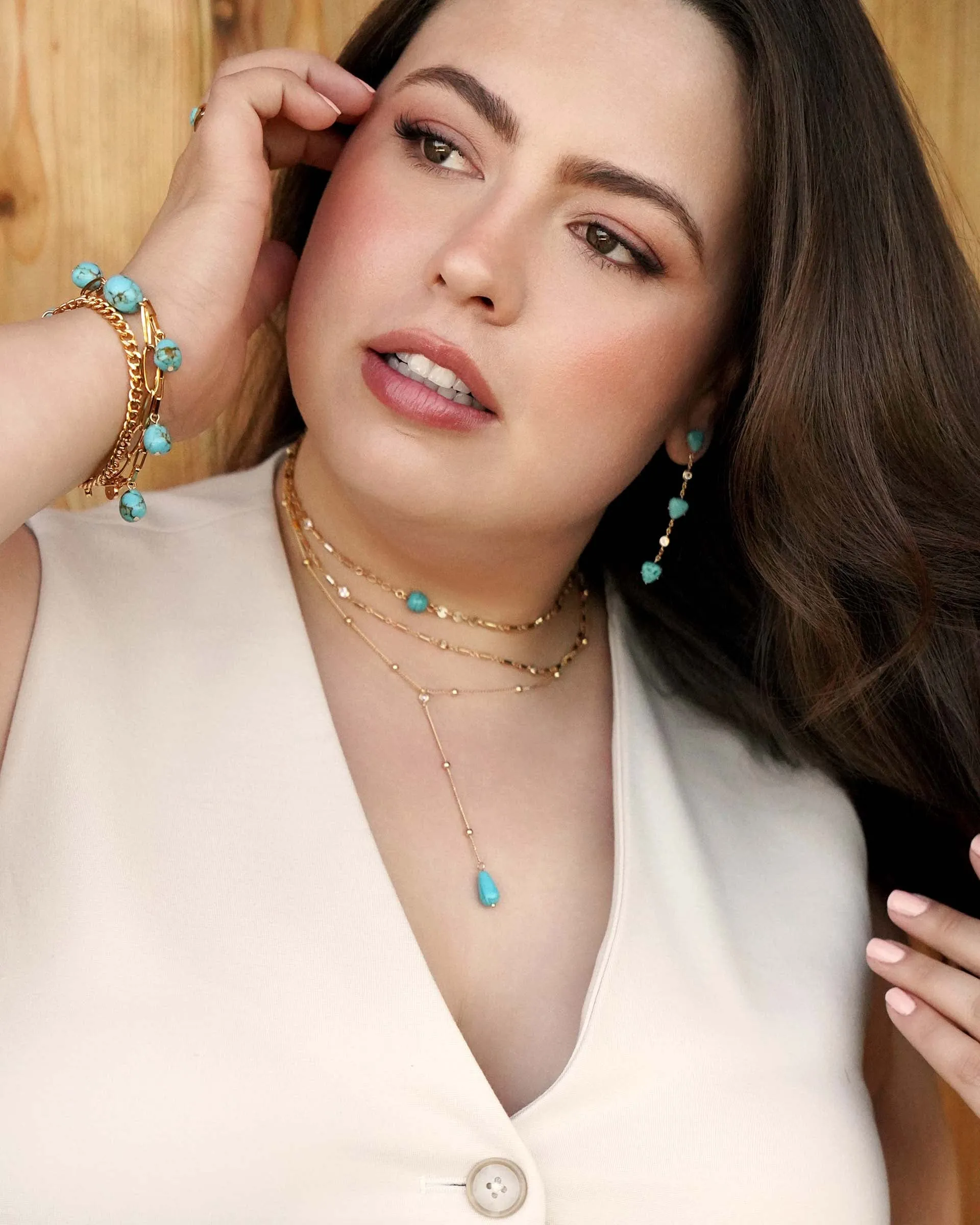 Turquoise Solstice Dangle Earrings sold by Boston Proper product image thumbnail 4