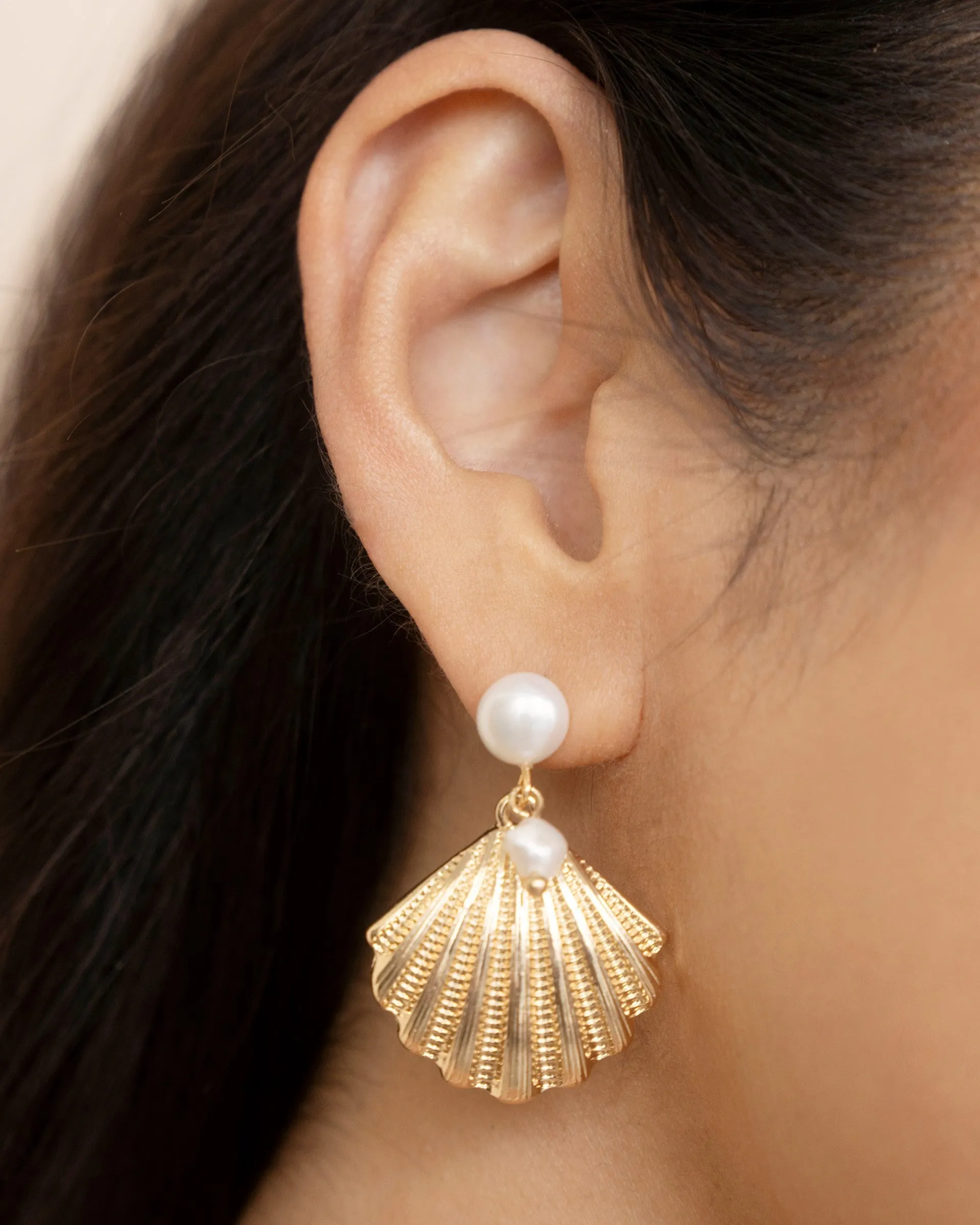 Scallop Shell and Pearl Earrings sold by Boston Proper product image thumbnail 2
