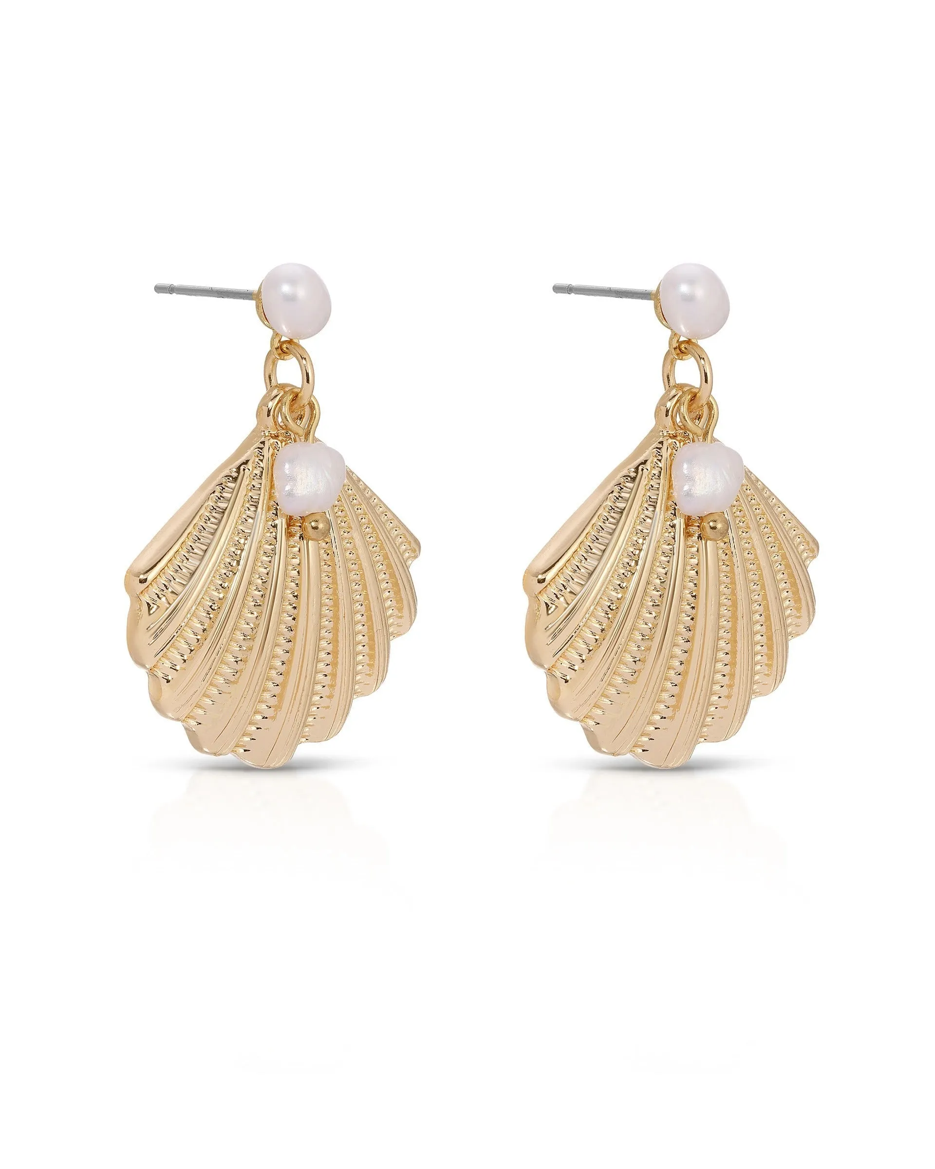 Scallop Shell and Pearl Earrings sold by Boston Proper product image thumbnail 3