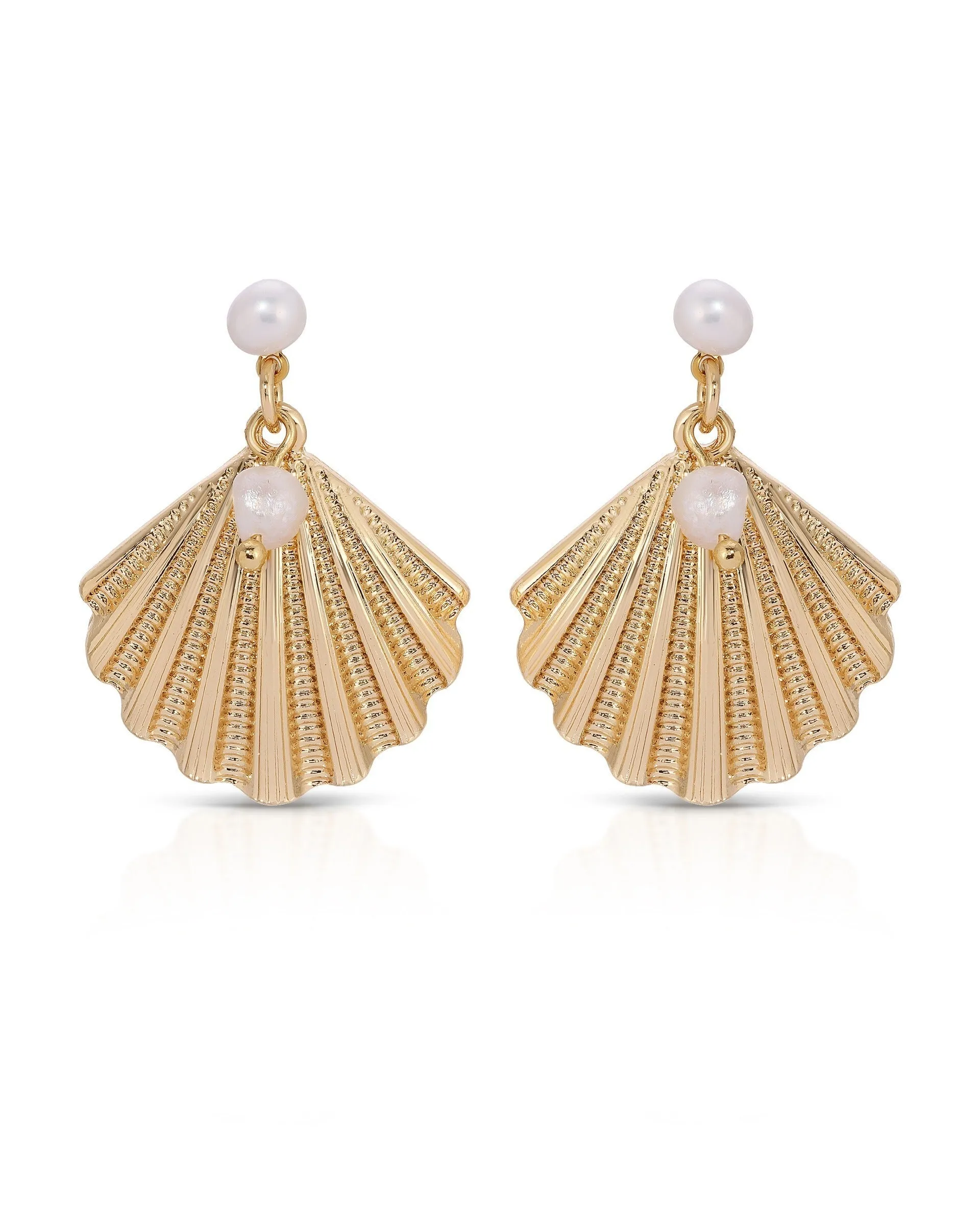 Scallop Shell and Pearl Earrings sold by Boston Proper