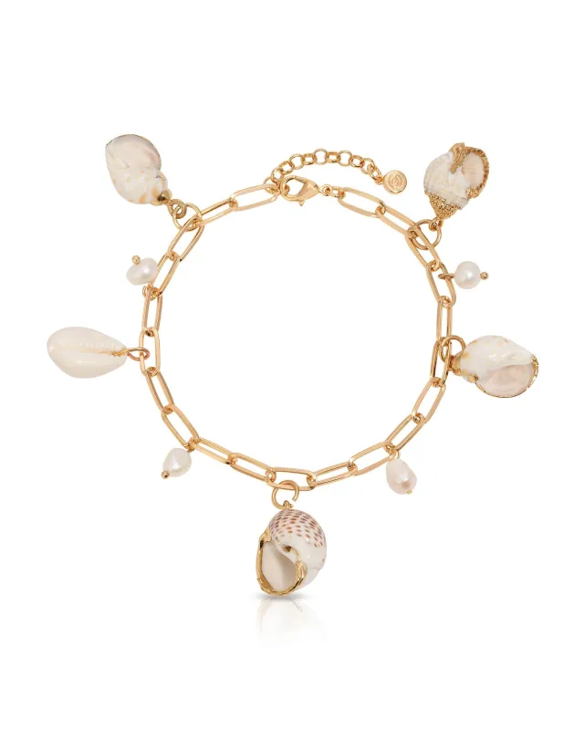 Paperclip Chain Multi-Shell Charm Anklet sold by Boston Proper