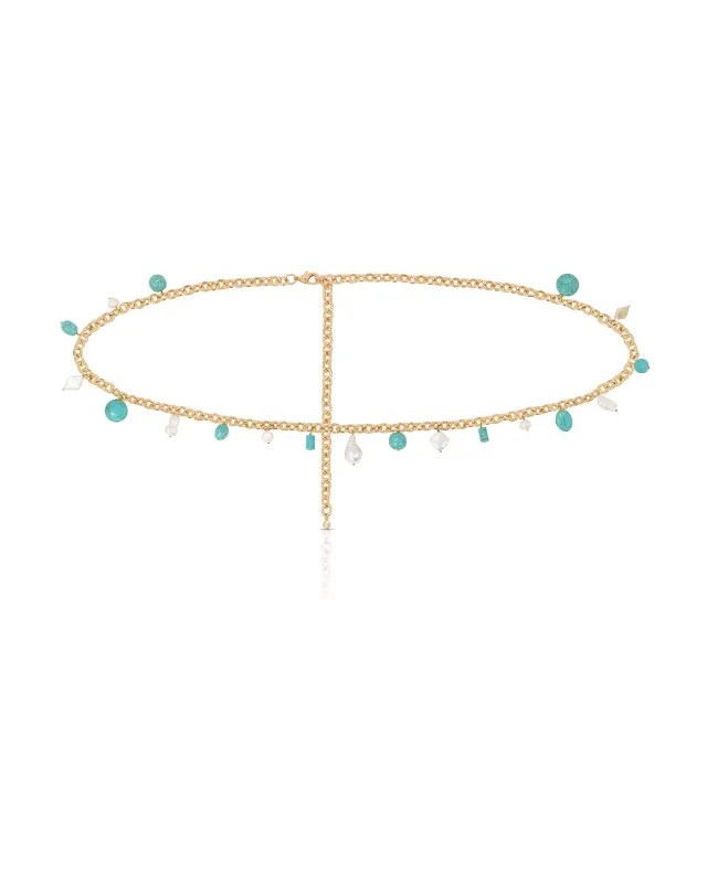 Tropical Turquoise and Pearl Waist Chain sold by Boston Proper