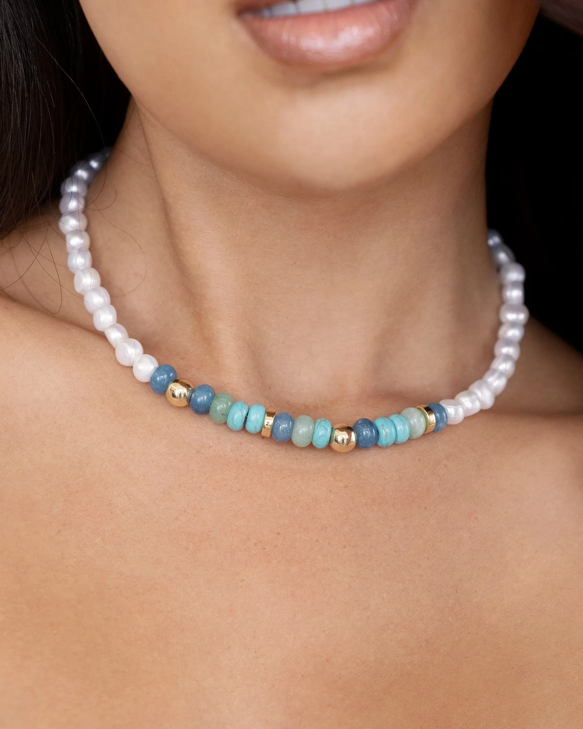 Beach Day Pearl and Gemstone Necklace sold by Boston Proper product image thumbnail 2