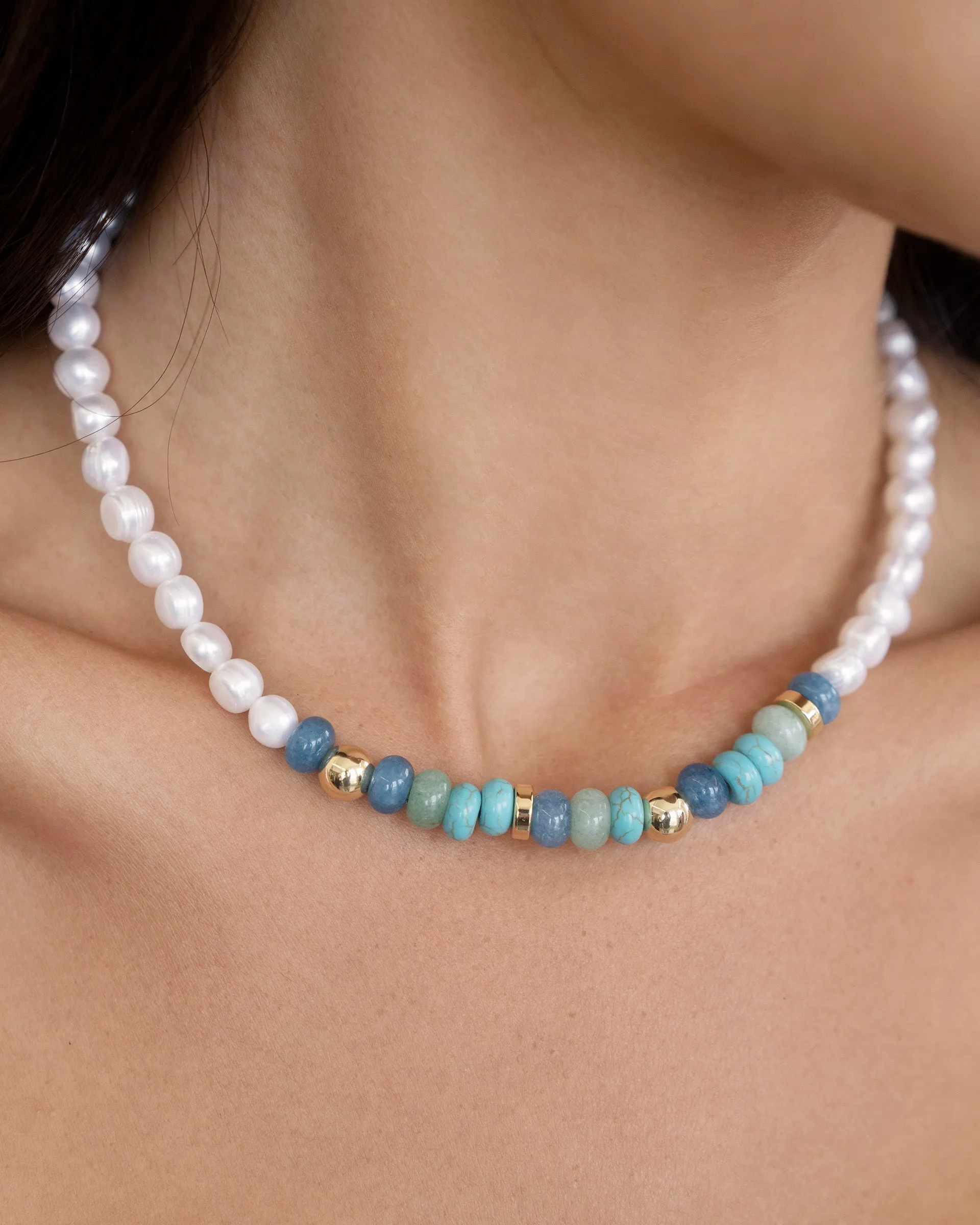 Beach Day Pearl and Gemstone Necklace sold by Boston Proper product image thumbnail 3