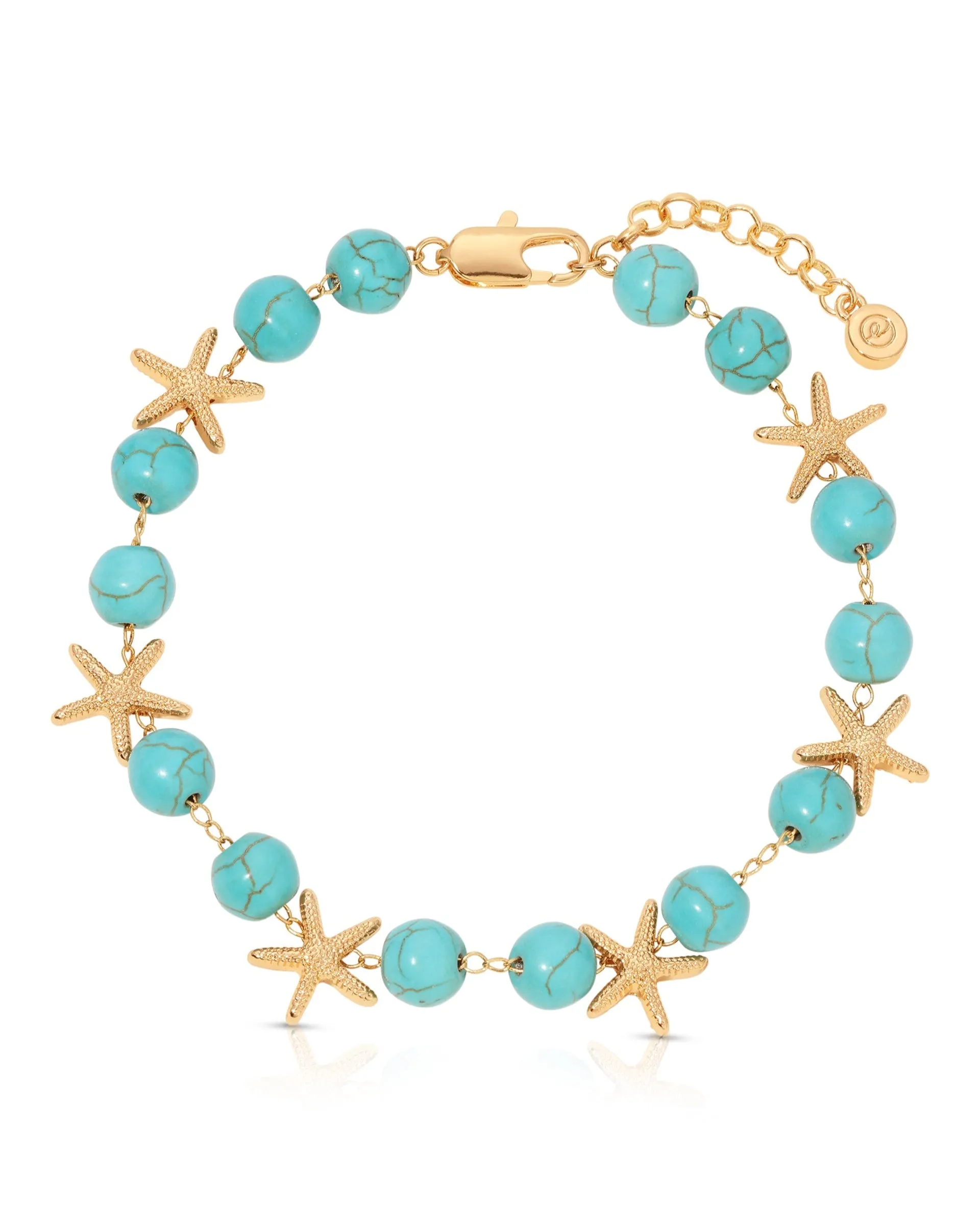 Starfish and Turquoise Beaded Anklet sold by Boston Proper