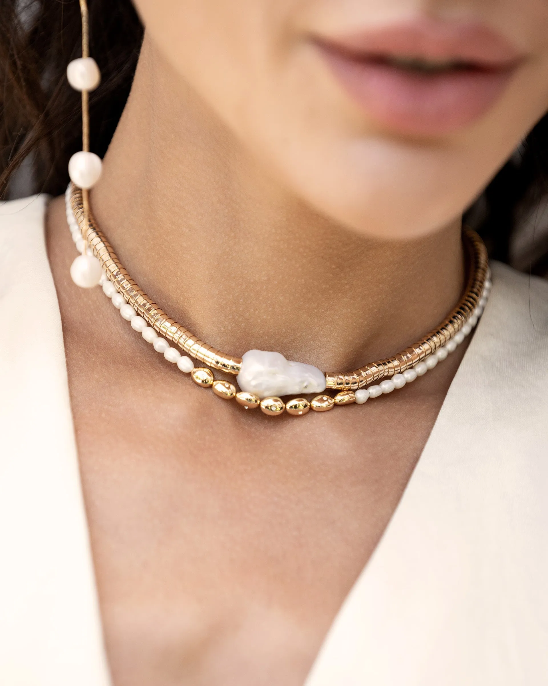 Liquid Gold and Pearl Choker sold by Boston Proper product image thumbnail 4