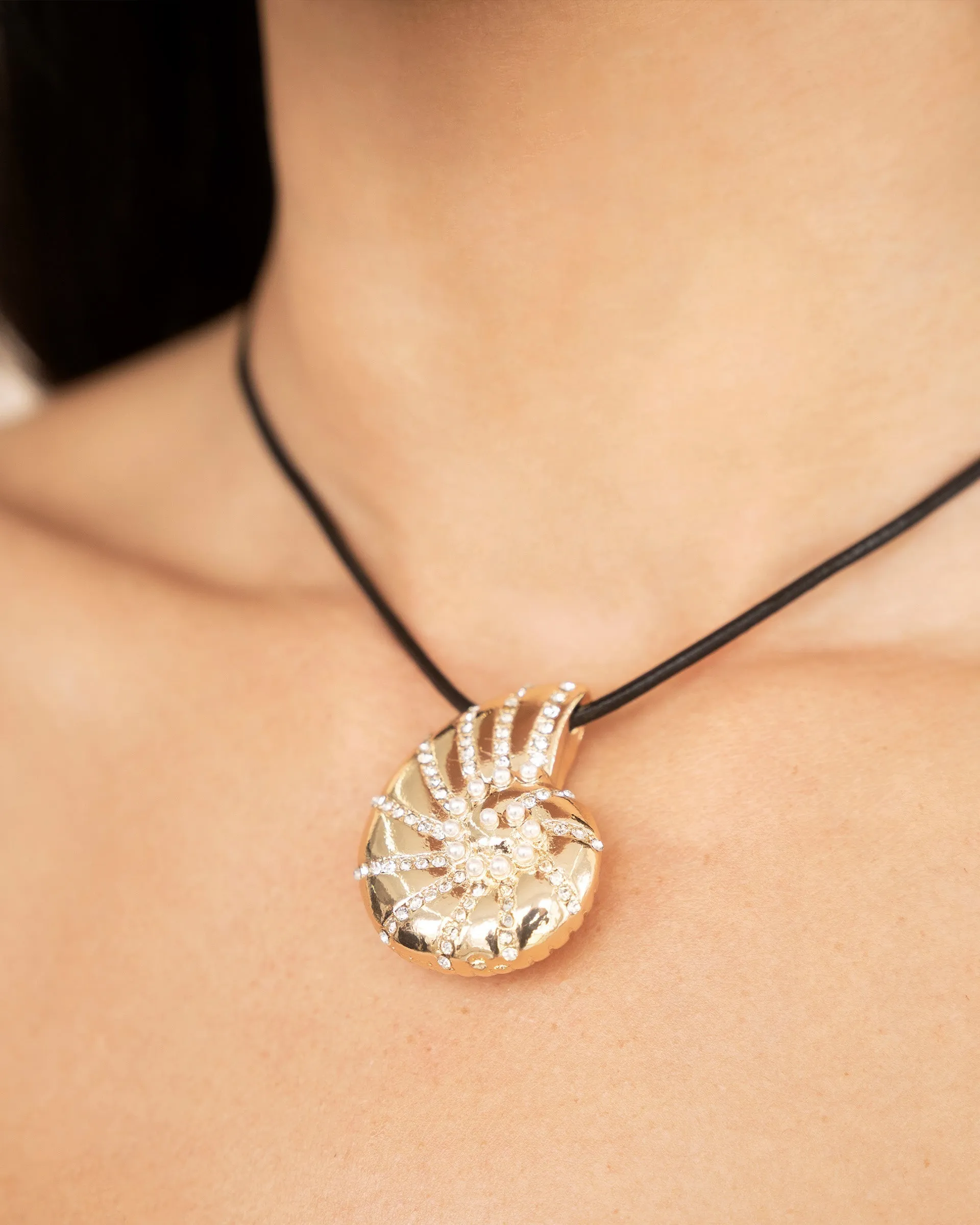 Nautilus Shell Cord Necklace sold by Boston Proper product image thumbnail 2