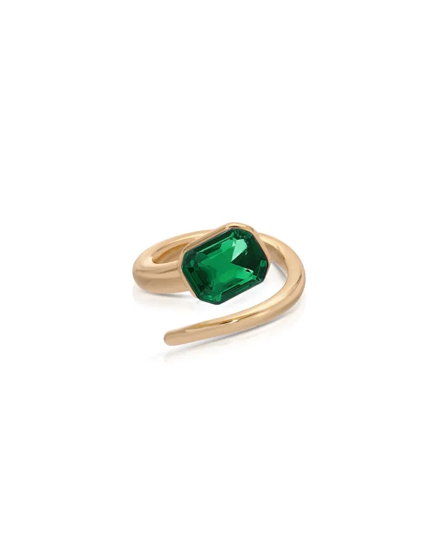 Emerald Deco Wrap Ring made by ettika