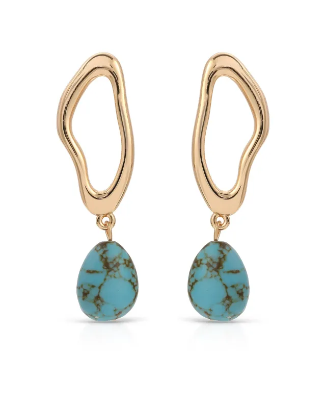 Open Circle Turquoise Dangle Earrings sold by Boston Proper