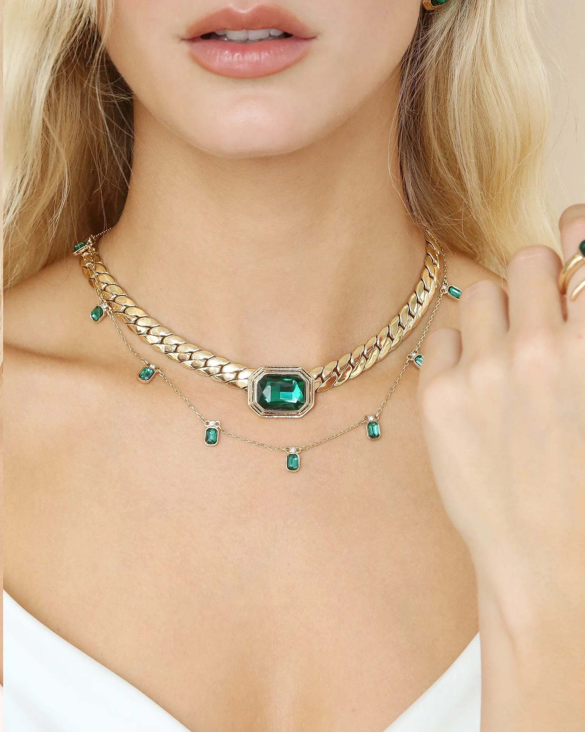 Emerald Deco Necklace sold by Boston Proper product image thumbnail 5