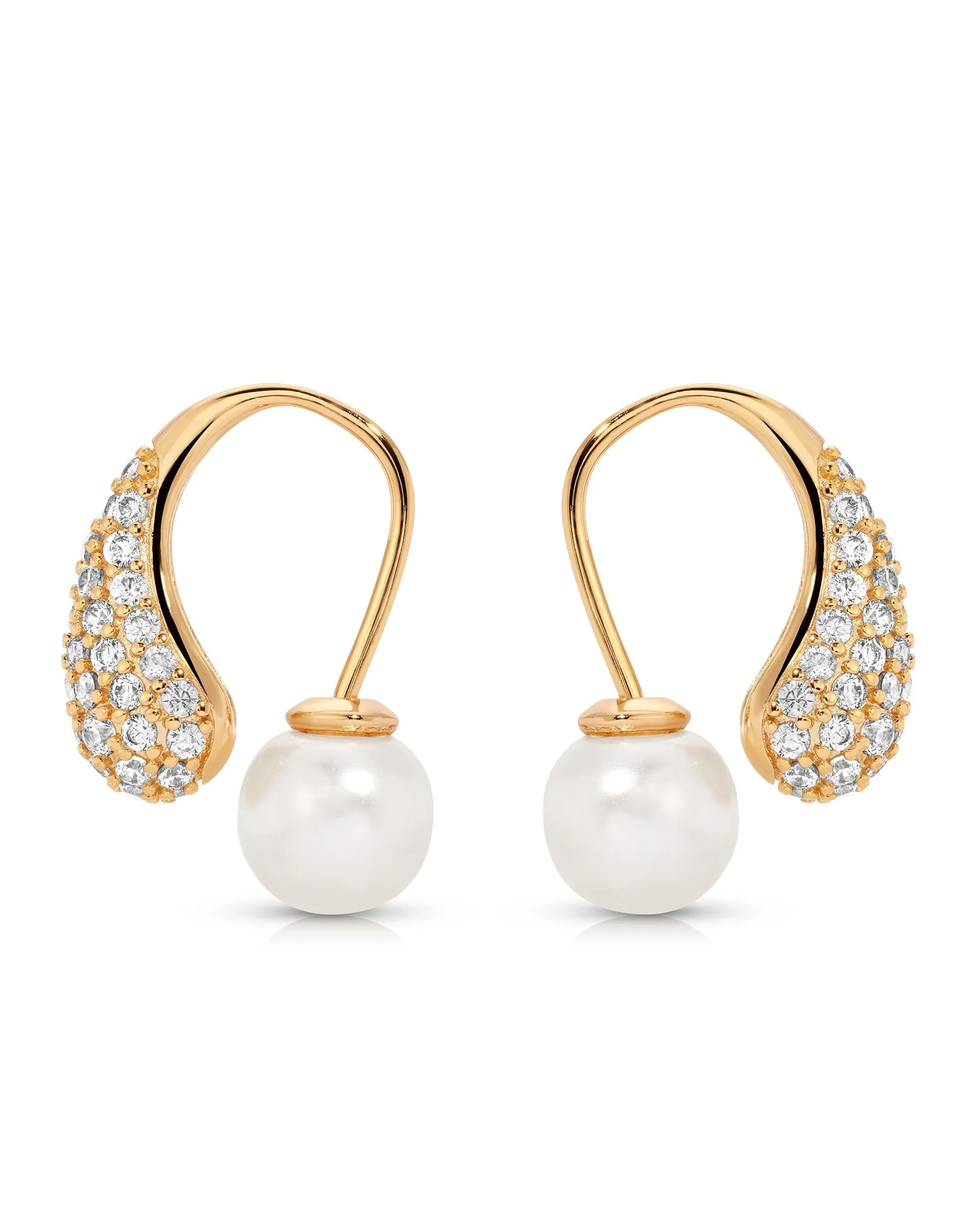 Hooked Pavé and Pearl Earrings sold by Boston Proper product image thumbnail 3