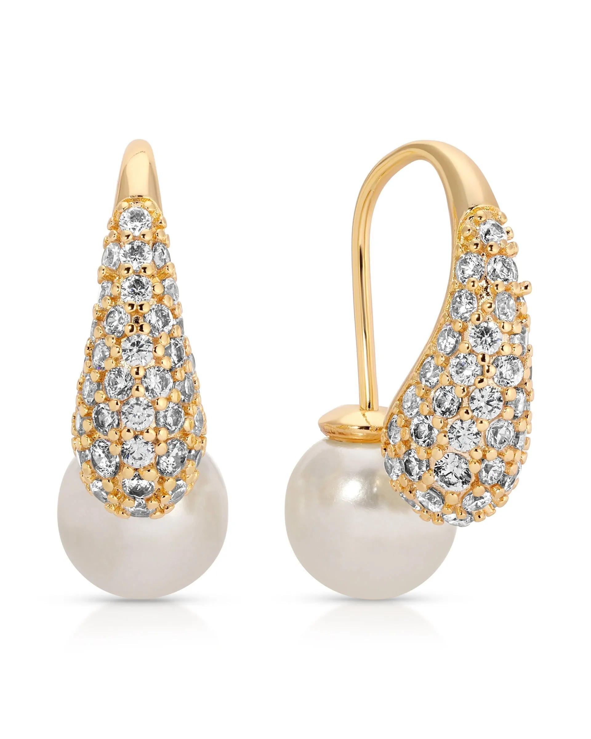 Hooked Pavé and Pearl Earrings sold by Boston Proper