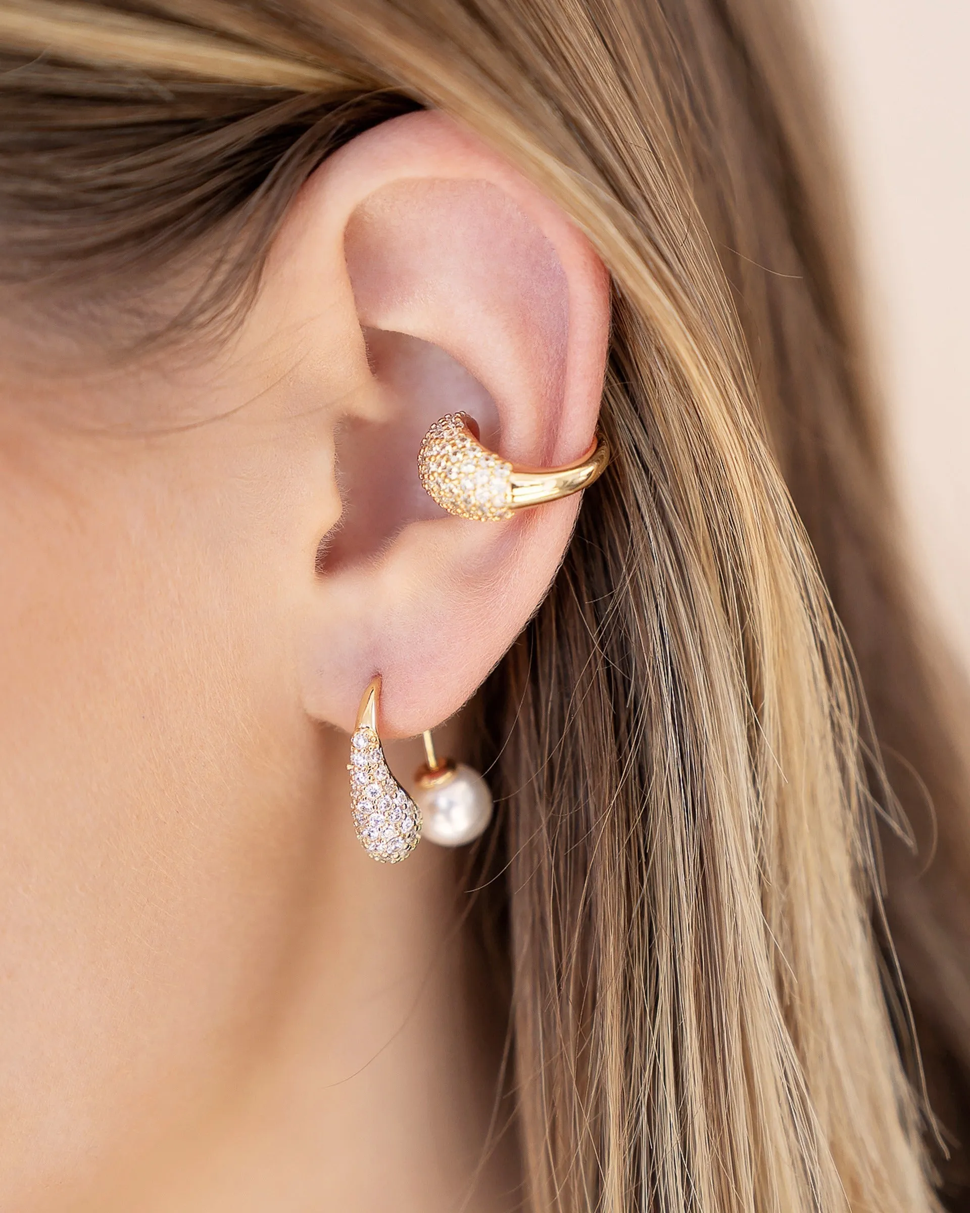 Hooked Pavé and Pearl Earrings sold by Boston Proper product image thumbnail 2