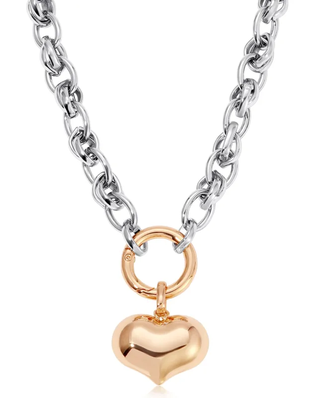 Locked in Mixed Metal Heart Necklace sold by Boston Proper