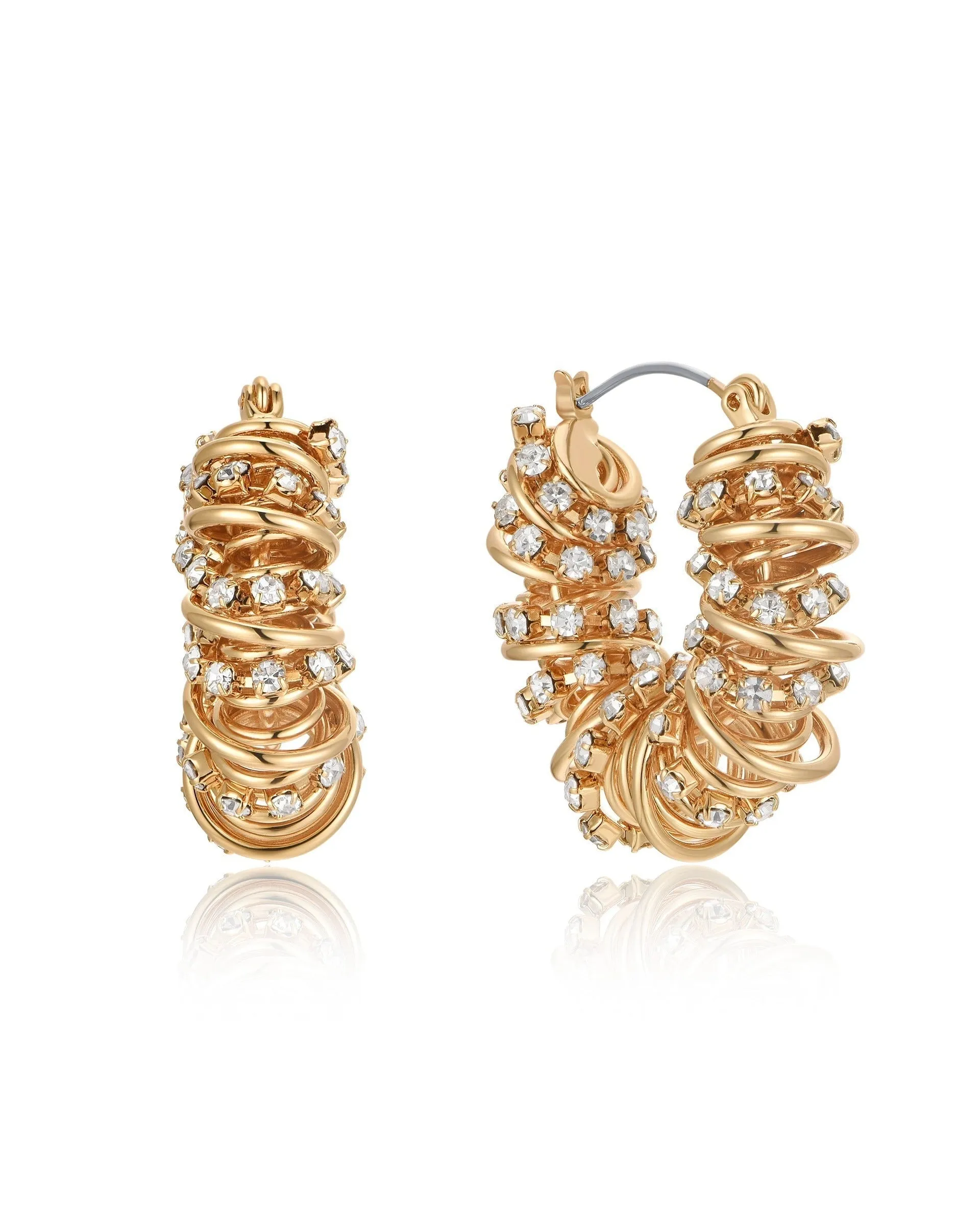 Swirling Crystal Cluster Hoop Earrings sold by Boston Proper