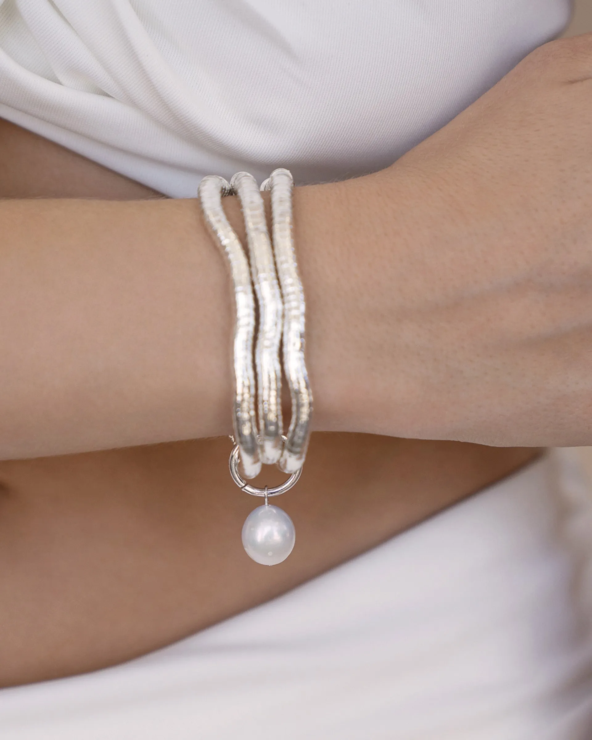 Liquid Gold and Pearl Stretch Bracelet sold by Boston Proper product image thumbnail 3