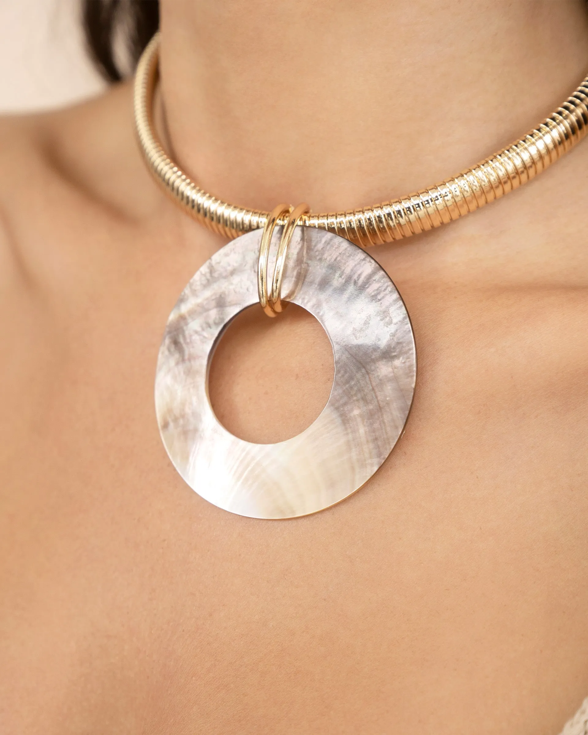 Shell Open Circle Pendant Flex Chain Necklace sold by Boston Proper product image thumbnail 4