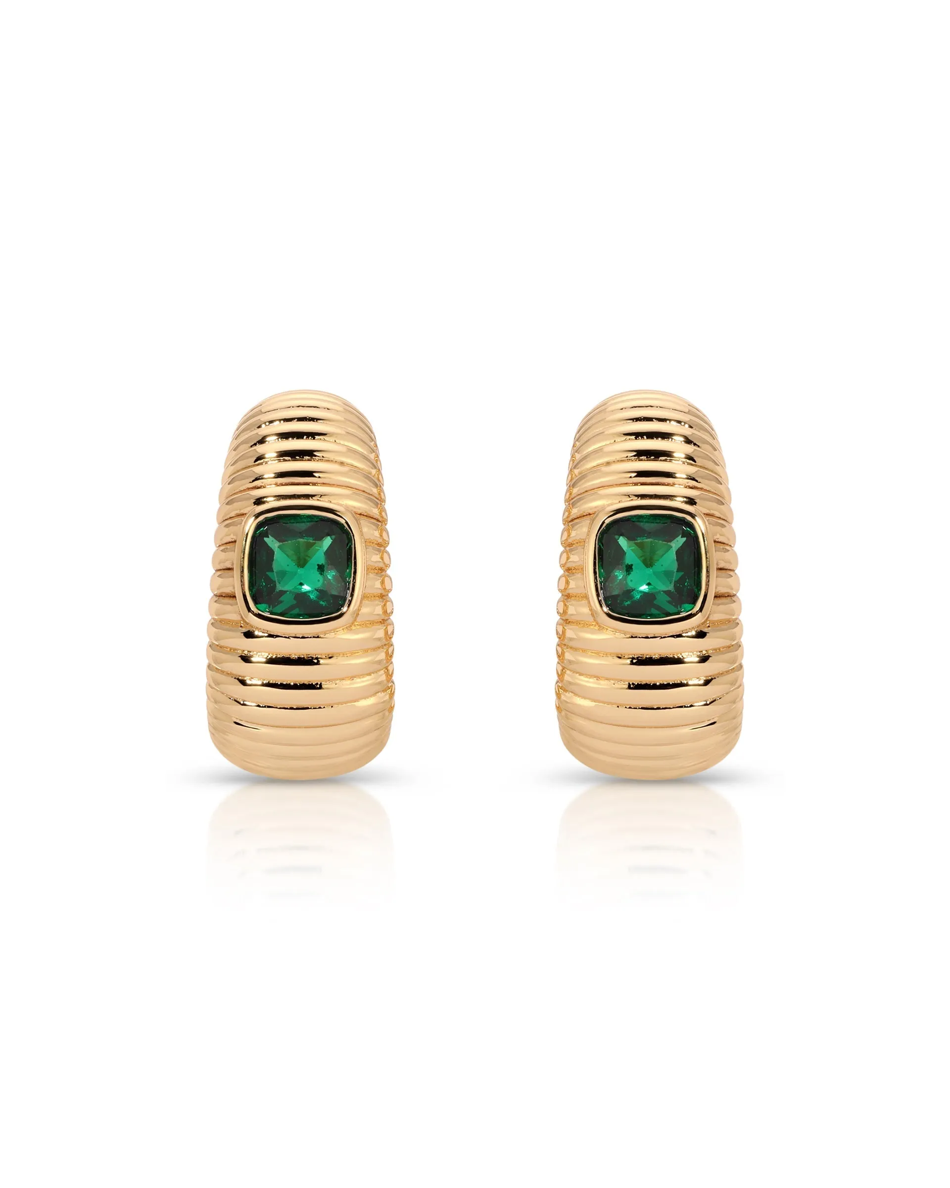 Ribbed Emerald Medium Hoops sold by Boston Proper product image thumbnail 3